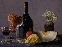 Granat, Wino, Winogrona, Cytryna, Kieliszki