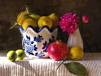 Granat, Kwiat, Cytryny, Porcelana