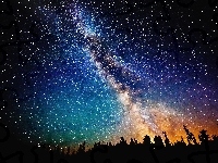 Gwiazdy, Drzew, Mleczna, Droga, Cienie