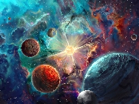 Gwiazdy, Kosmos, Planety, Grafika 2D