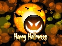 Halloween, Napis, Happy, Nietoperze