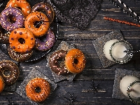 Mleko, Pączki, Donuty, Halloween