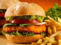 Sałata, Hamburger, Frytki