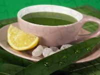 Herbaty, Filiżanka, Zielonej, Cytryna