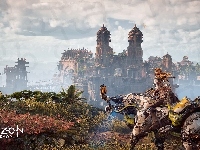 Aloy, Horizon Zero Dawn, Budowle, Gra, Postać, Maszyna