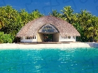 Hotel, Malediwy, Palmy, Tropiki, Budowla, Basen