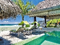 Hotel, Malediwy, Morze, Plaża, Basen