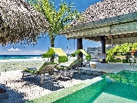 Hotel, Malediwy, Morze, Plaża, Basen