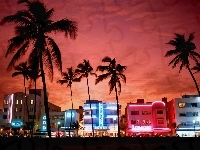 Hotele, Floryda, Miami, Neony