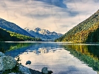 Iglasty, Kamienie, Jezioro, Las, Góry