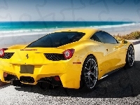 Italia, Ocean, Ferrari, 458, Plaża