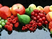 Jabłka, Wiśnie, Różne, Owoce, Maliny