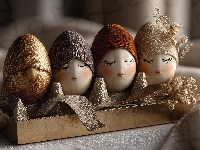 Wstążki, Jajka, Twarze, Grafika AI