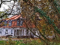 Park, Odrestaurowany, Dworek, Jesień
