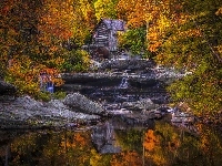 Młyn, Wirginia Zachodnia, Kamienie, Stany Zjednoczone, Park Stanowy Babcock, Jesień