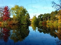 Jeziorko, Jesień, Park, Odbicie