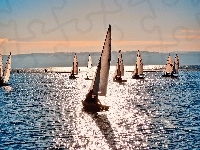 Żaglówki, Jezioro, Niebo