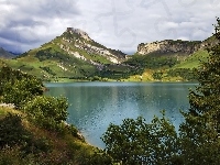 Jezioro, Francja, Góry, Alpy, Roselend