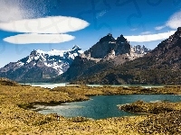Jezioro, Góry, Chmurki, Argentyna