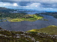 Wzgórza, Lough Corrib, Jezioro, Irlandia, Galway
