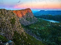 Jezioro, Słońca, Australia, Góry, Wschód