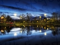 Lampy, Jezioro, Noc