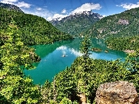 Jezioro, Góry, Lasy, Krajobraz