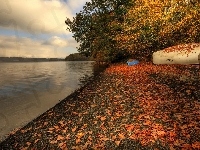 Plaża, Jezioro, Jesień