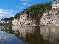 Skały, Jezioro, Drzewa