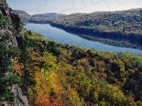Widok, Jezioro, Las