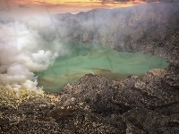 Jezioro, Dym, Krater, Wulkanu, Skały