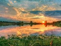 Zachód, Jezioro, Słońca