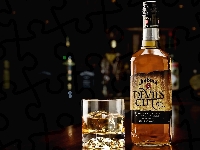 Jim Beam Bourbon Devils Cut 90, Butelka, Whisky, Szklanka