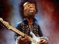 Jimi Hendrix, Karykatura, Gitara