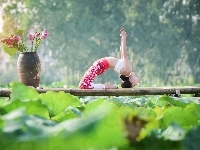Joga, Kobieta, Sport, Kwiaty