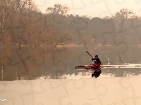 Jezioro, Kajakarz, Drzewa