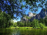 Góry, Stan Kalifornia, Rzeka, Stany Zjednoczone, Park Narodowy Yosemite, Las