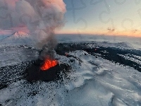 Wulkan, Kamczatka, Dym, Rosja, Stratowulkan Tołbaczik, Erupcja