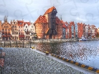 Kamienice, Motława, HDR, Gdańsk, Rzeka, Zabytki