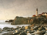 Kamienie, Latarnia Morska, Morze, Maine