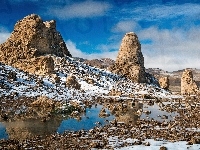 Śnieg, Skały, Kamienie, Niebo