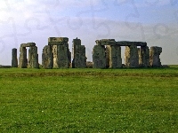 Kamienie, Stonehenge, Trawa, Niebo