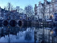Kanał, Amsterdam, Kamienice, Most