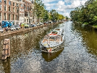 Motorówka, Amsterdam, Holandia, Kanał