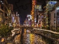 Kanał, Osaka, Azja, Japonia, Rzeka, Dom