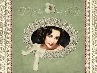 Kartka, Elizabeth Taylor, Grafika, Kobieta, Zdjęcie
