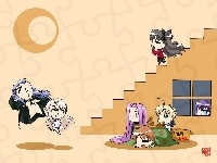 schody, okno, ludzie, karton, Fate Stay Night