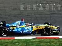 bolid, kask , spojler, Renault, Formuła 1, opony, koła