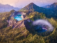 Kelimutu, Wyspa, Indonezja, Flores Island, Jeziora, Mgła, Góry, Wulkan, Krater