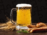 Kłosy, Kufel, Piwo, Kiełbaski